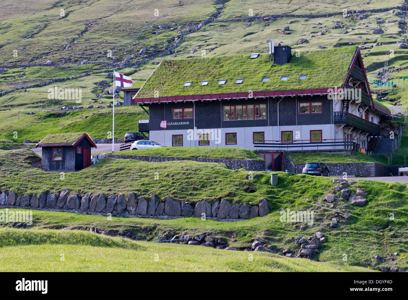 Gjaargardur guesthouse, Gjogv, Eysturoy, Faroe Islands, Denmark Stock Photo