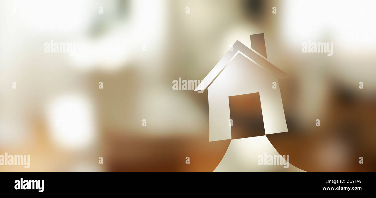 Graphic of a house against a background of colored light Stock Photo