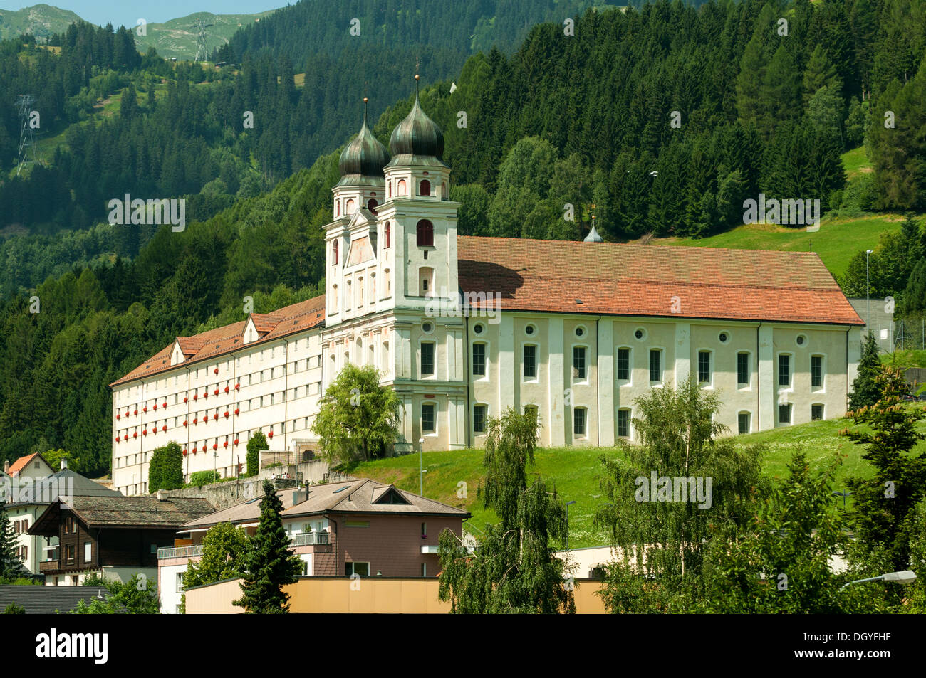 The Abbey at Disentis-Muster, Switzerland Stock Photo