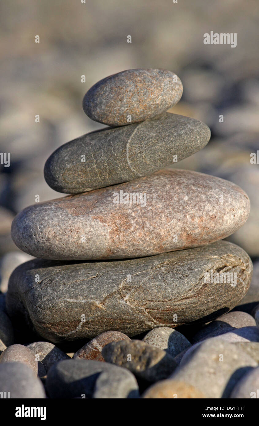 pile of stones on beach Stock Photo