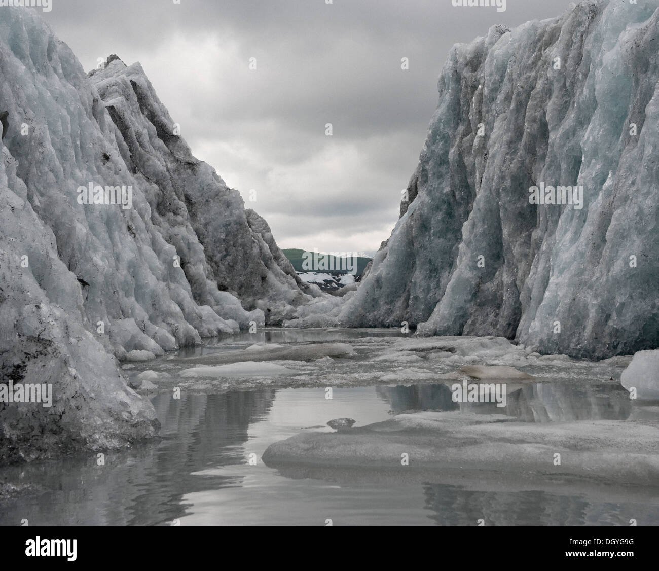 Canal walls of Valdez Glacier, Alaska, USA Stock Photo