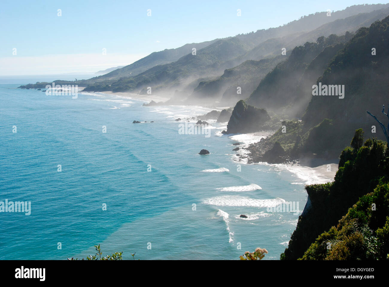 Wild, windy and rocky West Coast, South Island, New Zealand Stock Photo