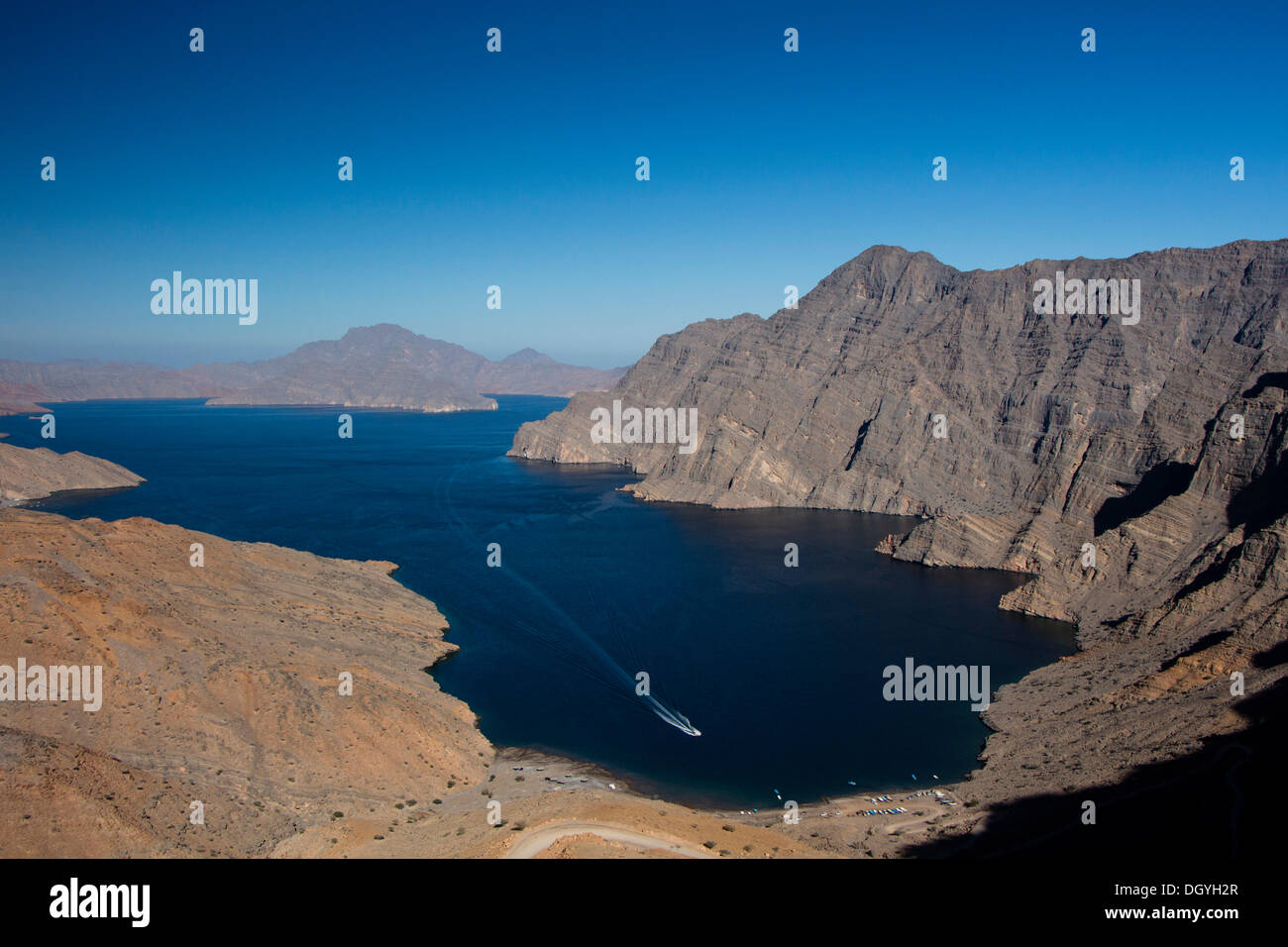 Khor ash Sham, the longest fjord of Musandam, Musandam, Oman Stock Photo