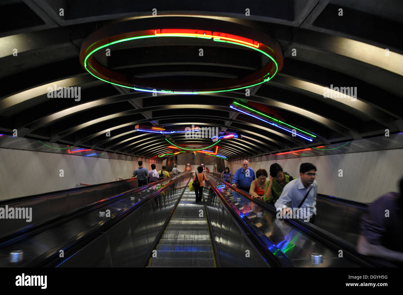 Escalator in the Path Station, Jersey City, New York City, North America, USA Stock Photo