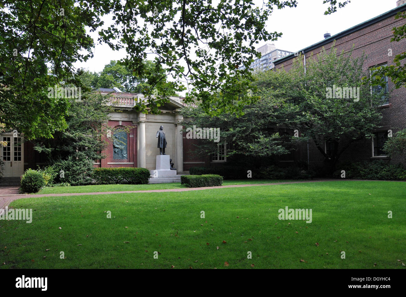 Courtyard of the Plymouth Church of the Pilgrims, Brooklyn, New York City, New York, USA, United States, North America Stock Photo