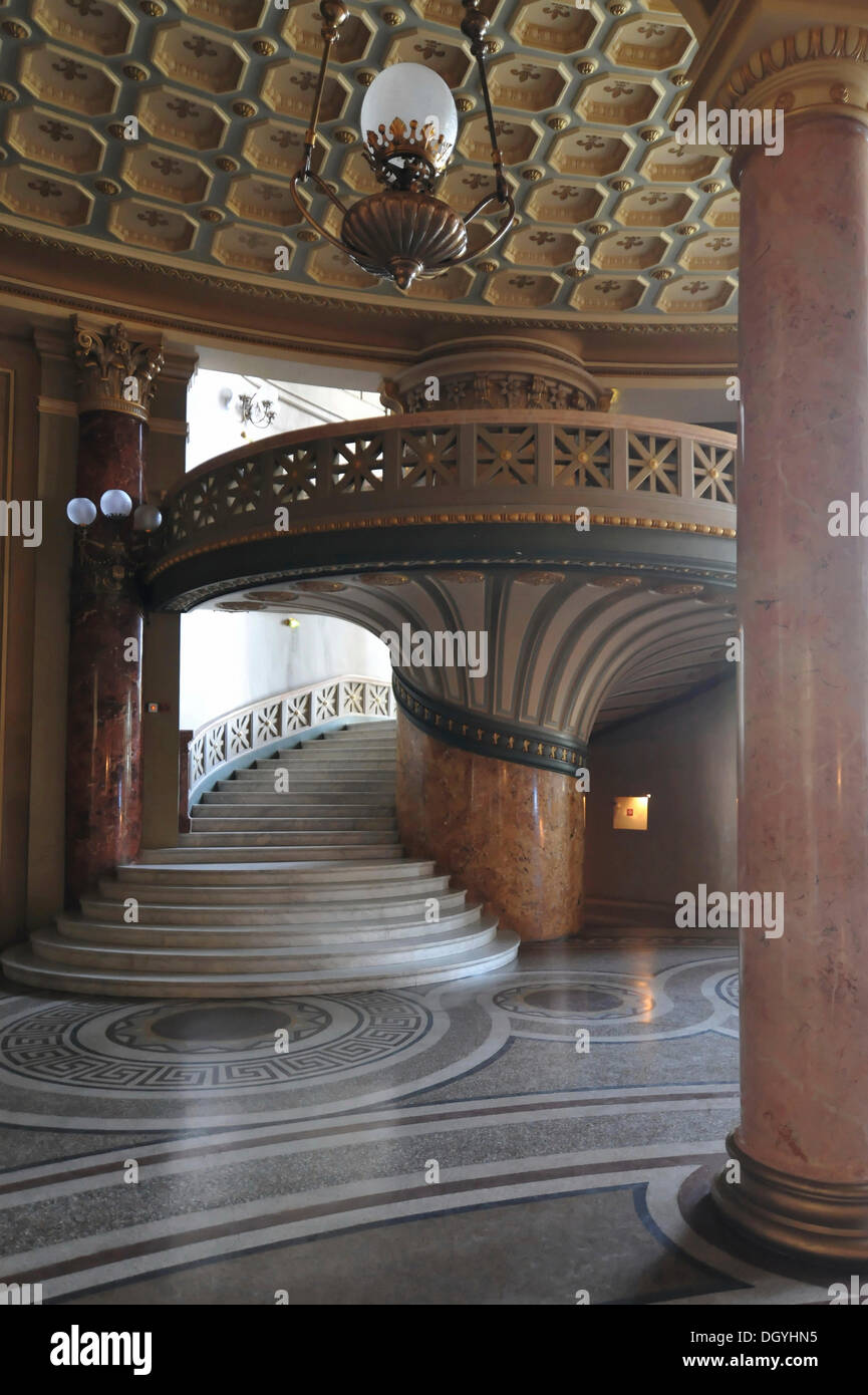 Interior, spiral staircase, Athenaeum, Bucharest, Romania, Europe Stock Photo