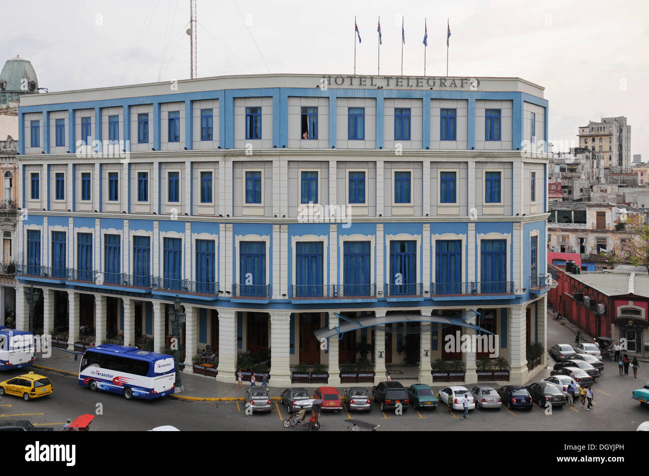 Hotel Telegrafo, Central Plaza, Havana, historic town centre, Cuba, Caribbean, Central America Stock Photo