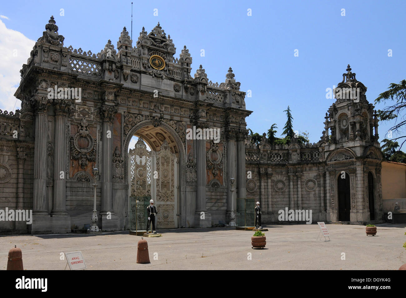 Side entrance of the Dolmabahce Palace, historic town centre, Istanbul, Turkey, Europe Stock Photo