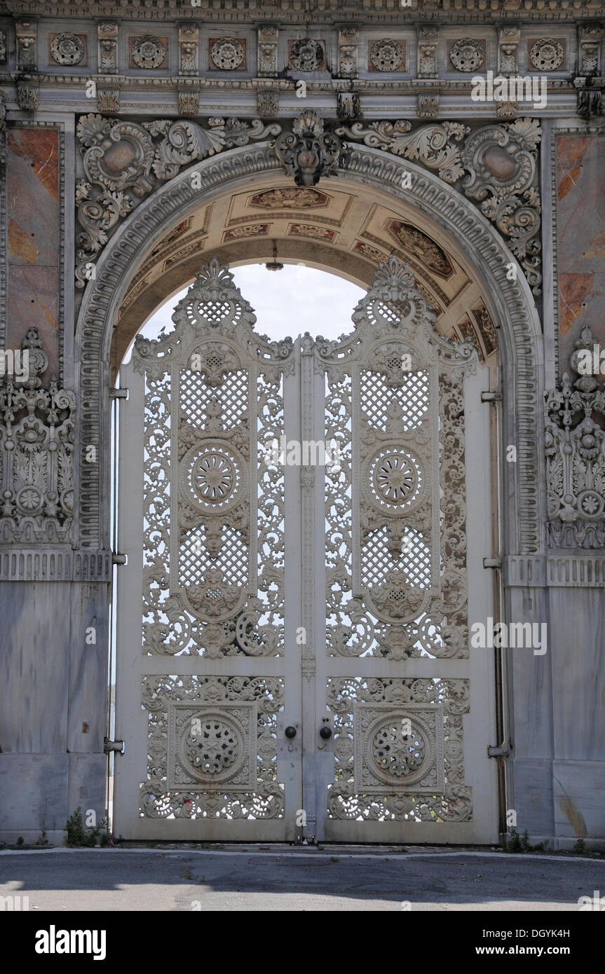 Side entrance of the Dolmabahce Palace, historic town centre, Istanbul, Turkey, Europe Stock Photo