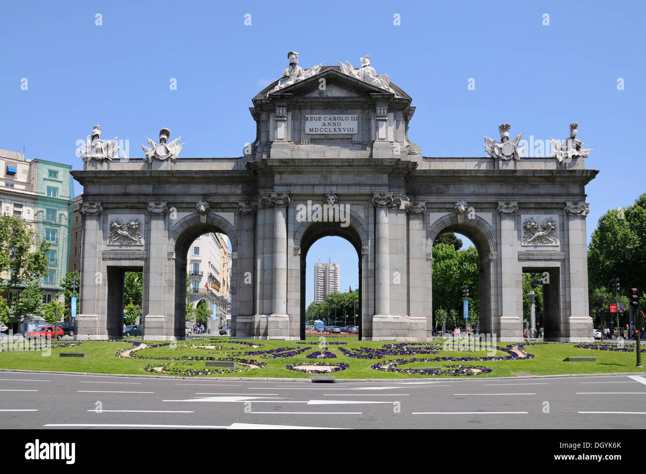 Puerta de Alcala, Plaza de la Independencia, historic centre of Madrid, Castile, Spain, Europe, PublicGround Stock Photo