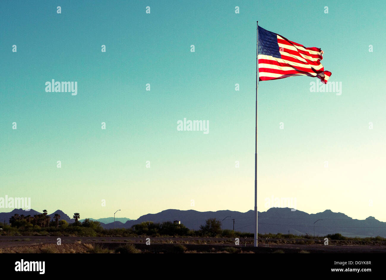 Flag Of The Usa Truck Stop On Interstate 10 Arizona Usa Stock Photo Alamy