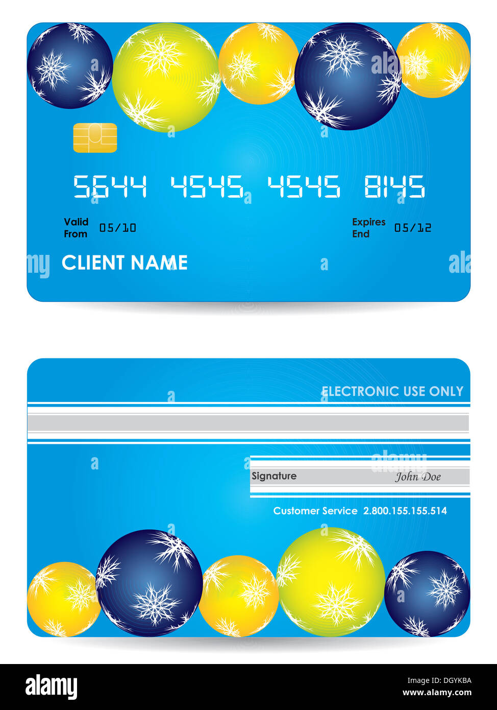 credit card, front and back view - christmas edition Stock Photo