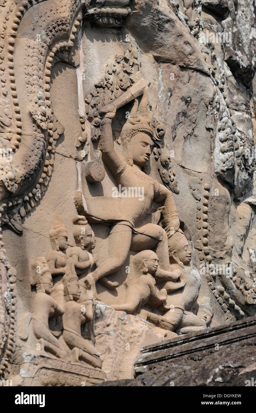 Sculptural relief, top level, Temple Mount, Angkor Wat, Siem Reap