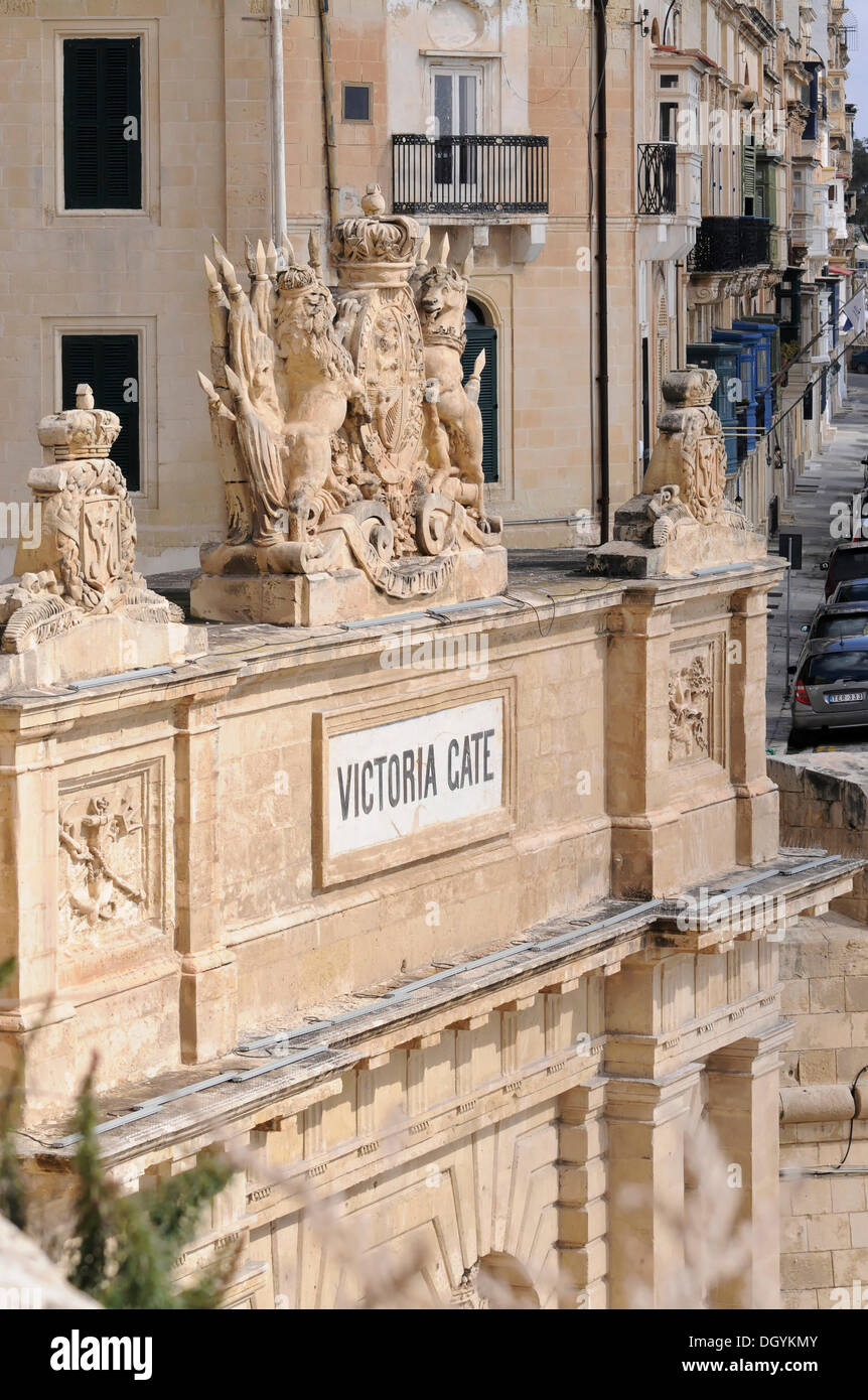 Victoria Gate, old town of Valletta, Malta, Europe Stock Photo