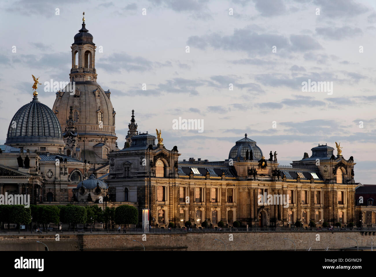Old town of Dresden at dusk, Florence of the Elbe, Saxony Stock Photo