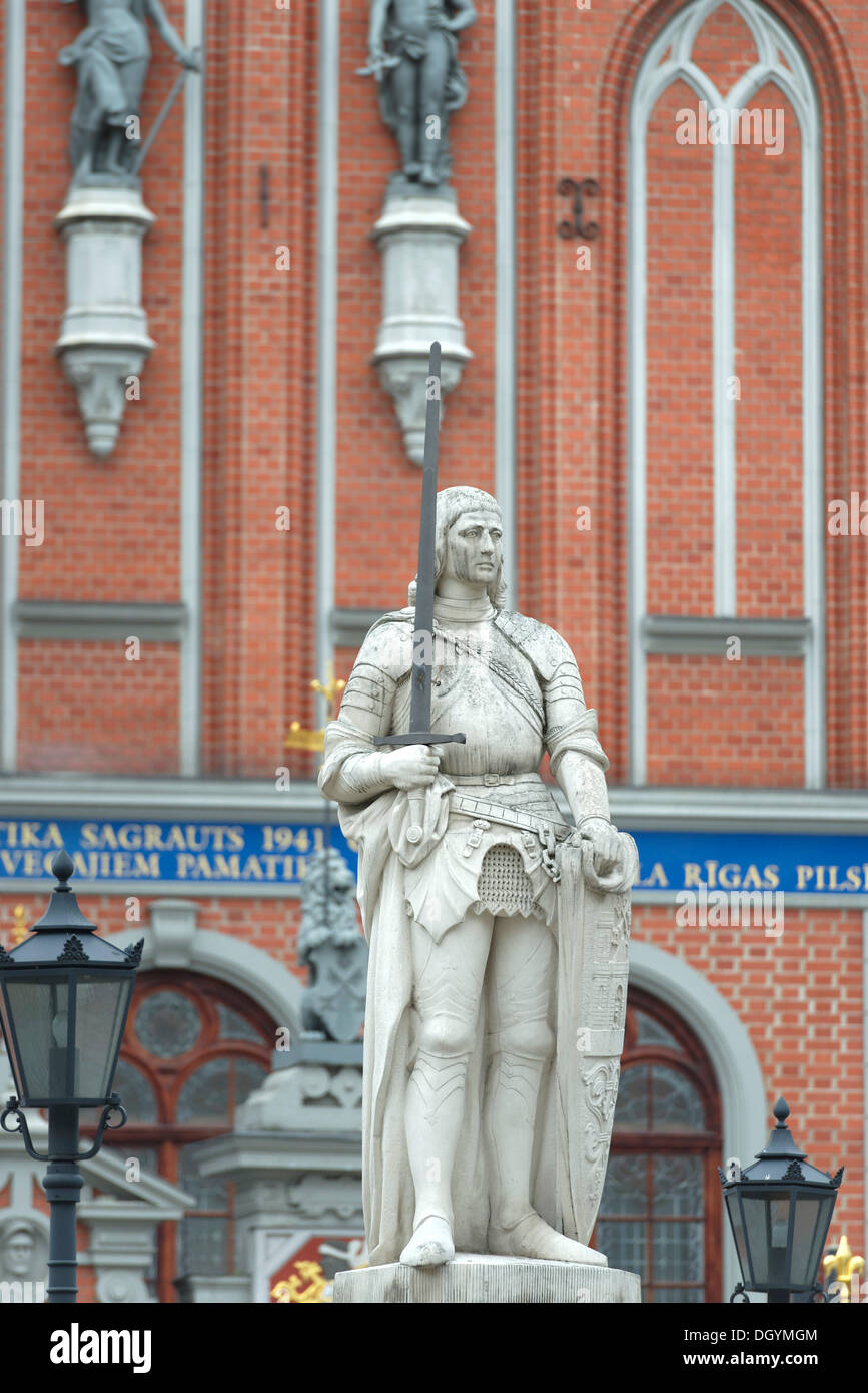 Roland statue, Town Hall Square, Riga, Latvia, Baltic States, Europe Stock Photo