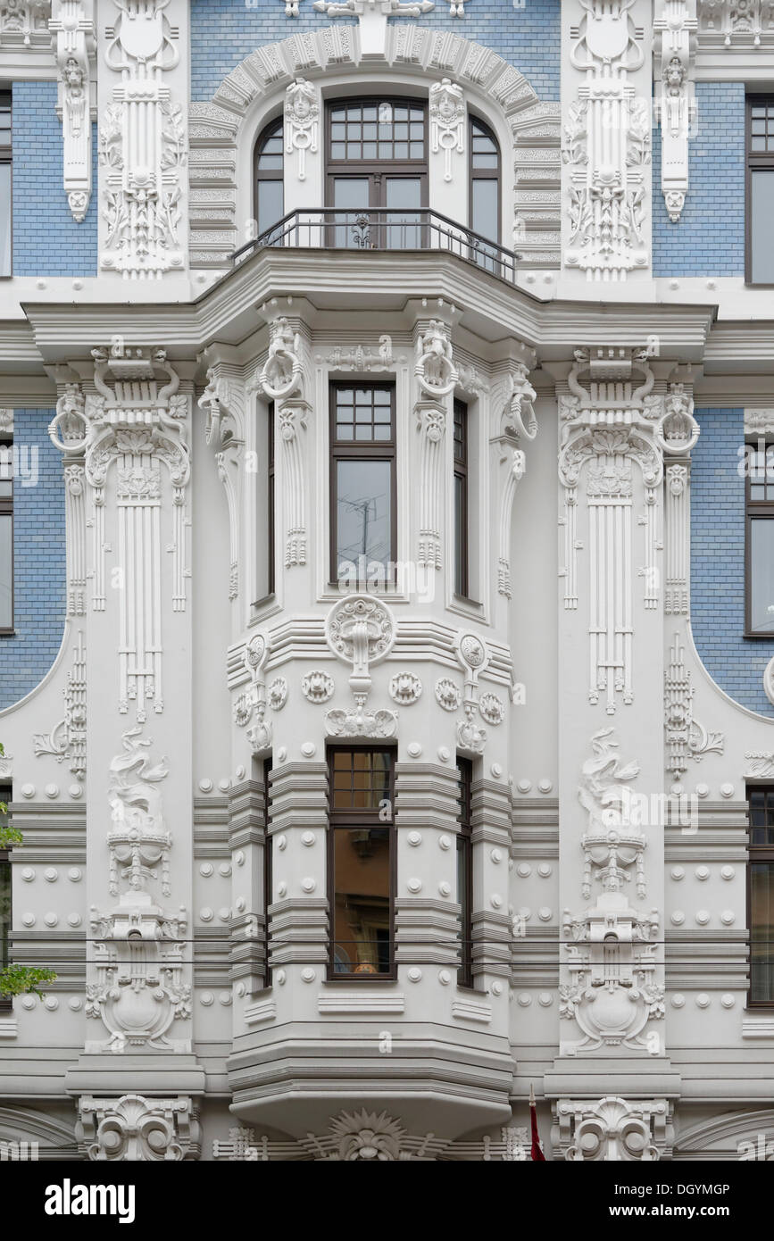 Art Nouveau building, detail, Elizabetes iela 10b, Riga, Latvia, Baltic