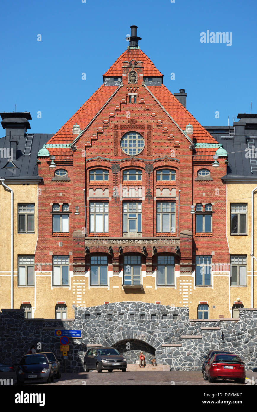 Old Physiology University, Art Nouveau building, Helsinki, Uusimaa, Finland Stock Photo
