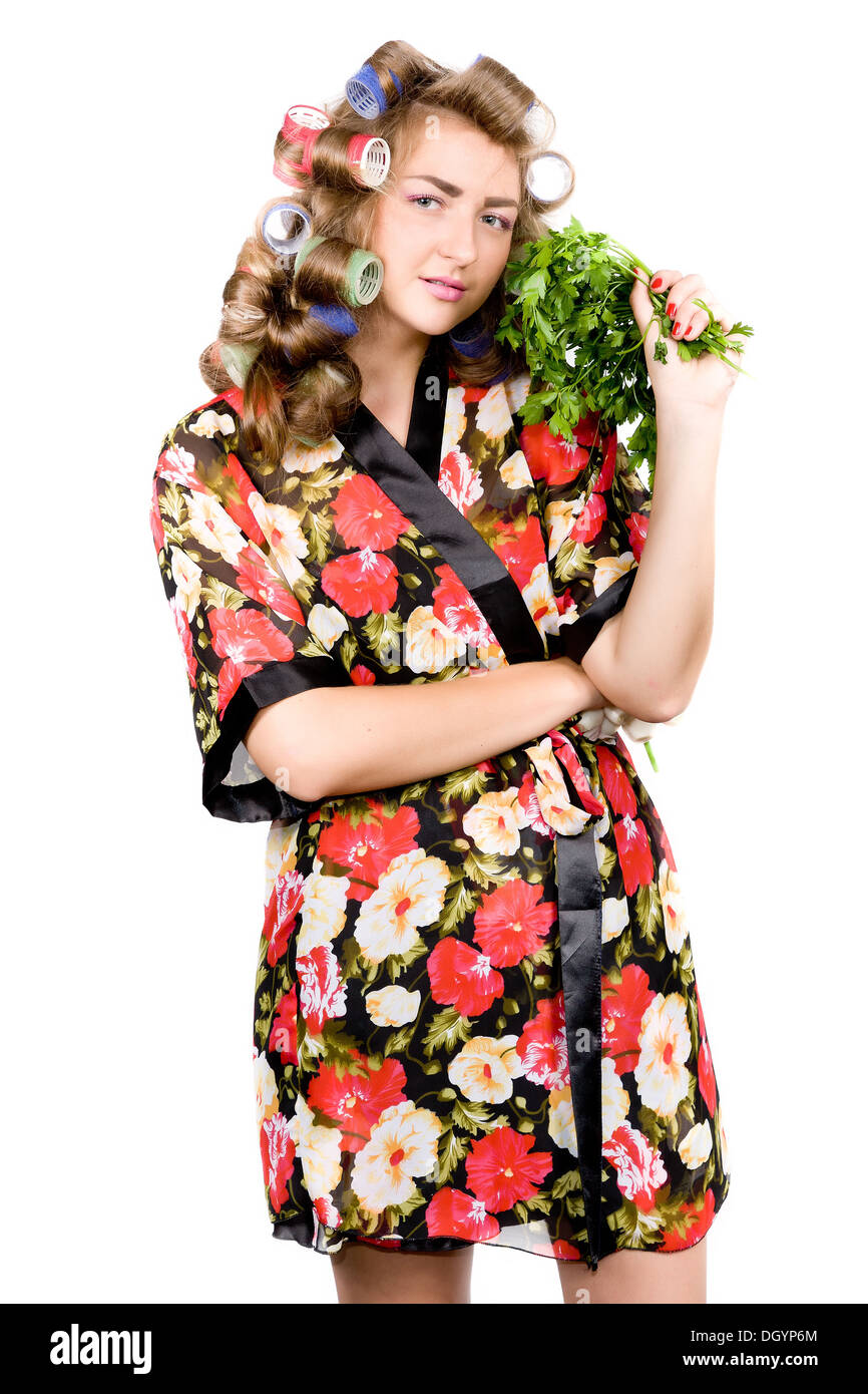 Young woman dressing her hair hires stock photography and images Alamy