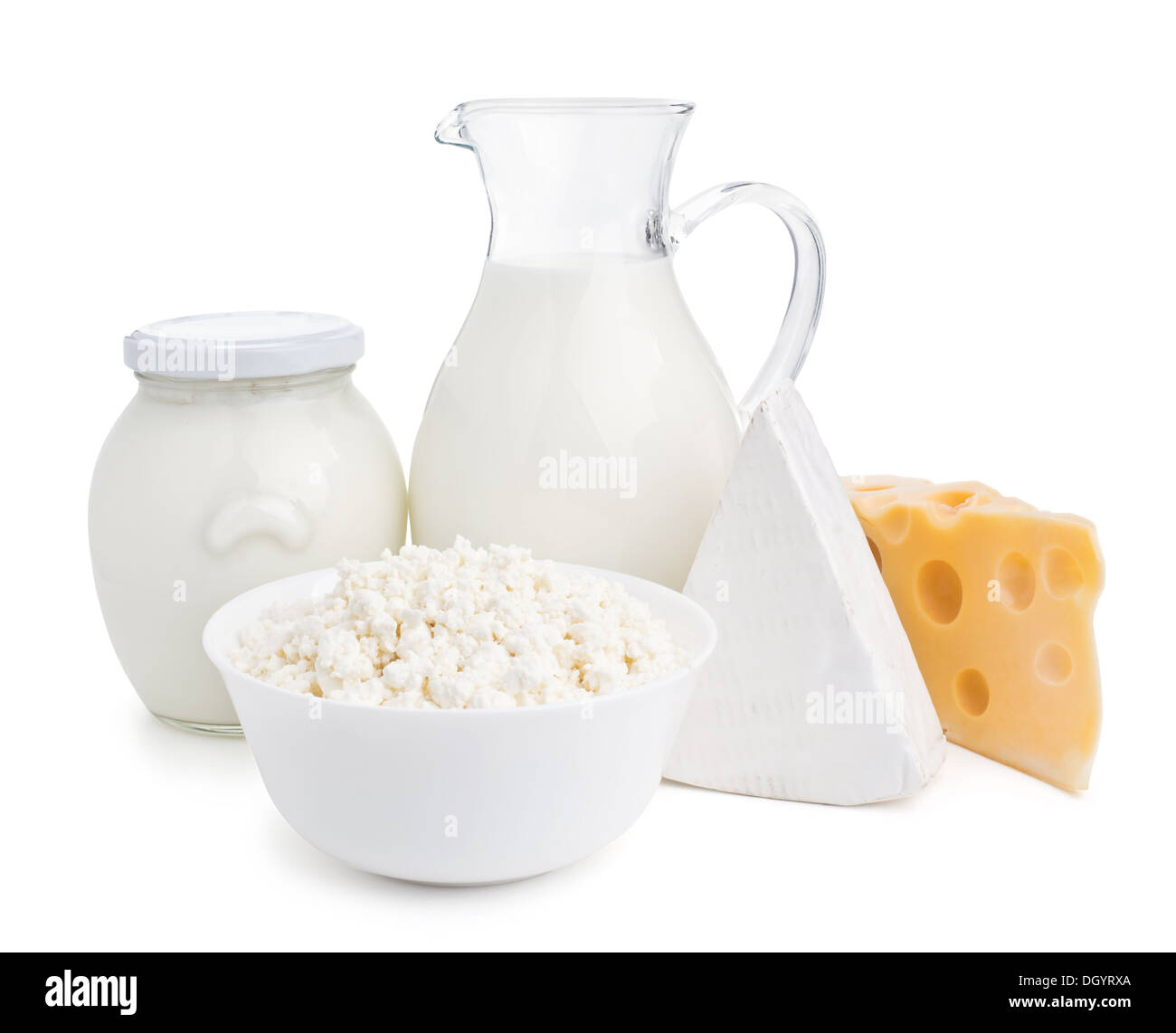 dairy products isolated on white background Stock Photo Alamy