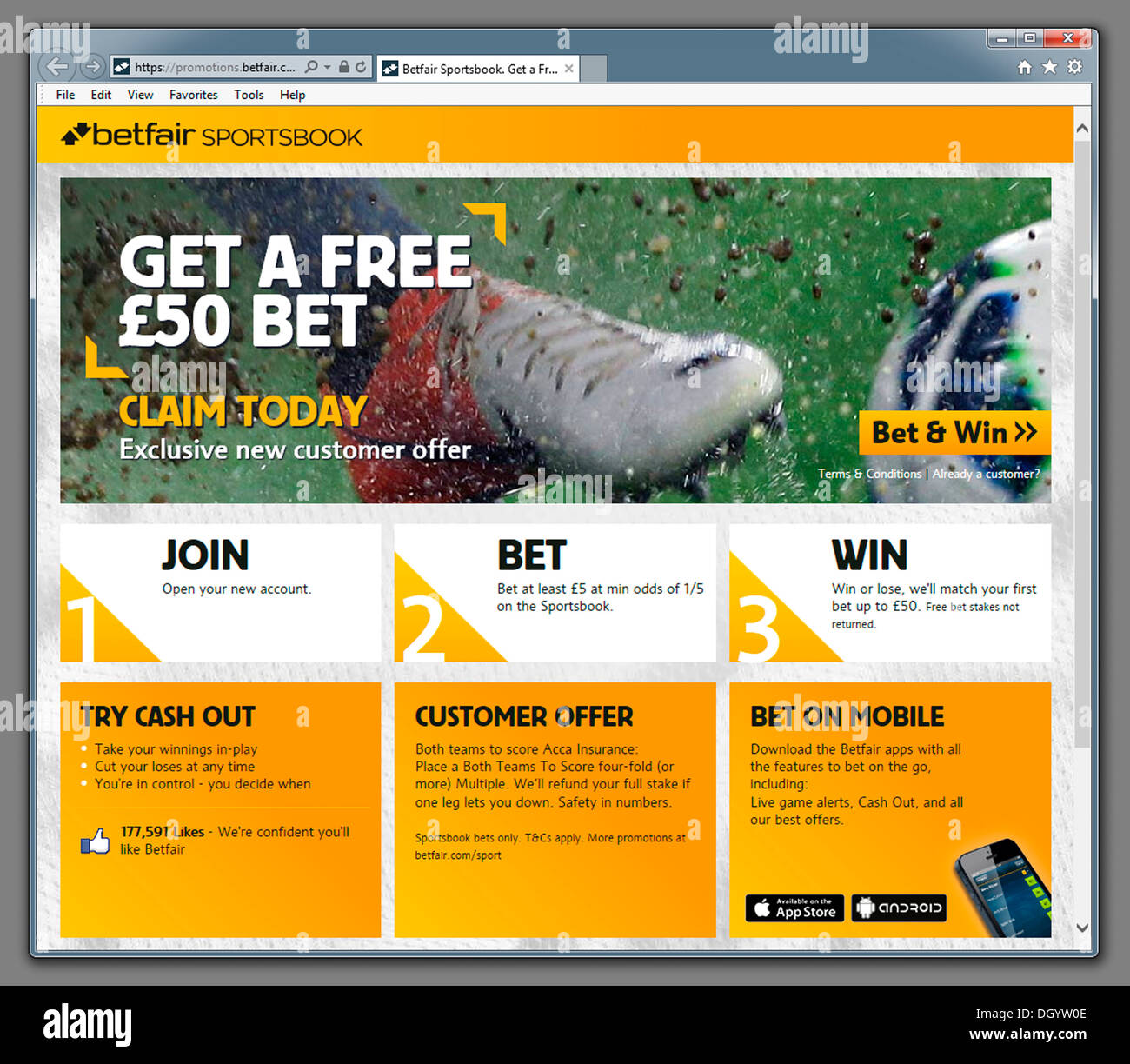 Betfair Website. Stock Photo