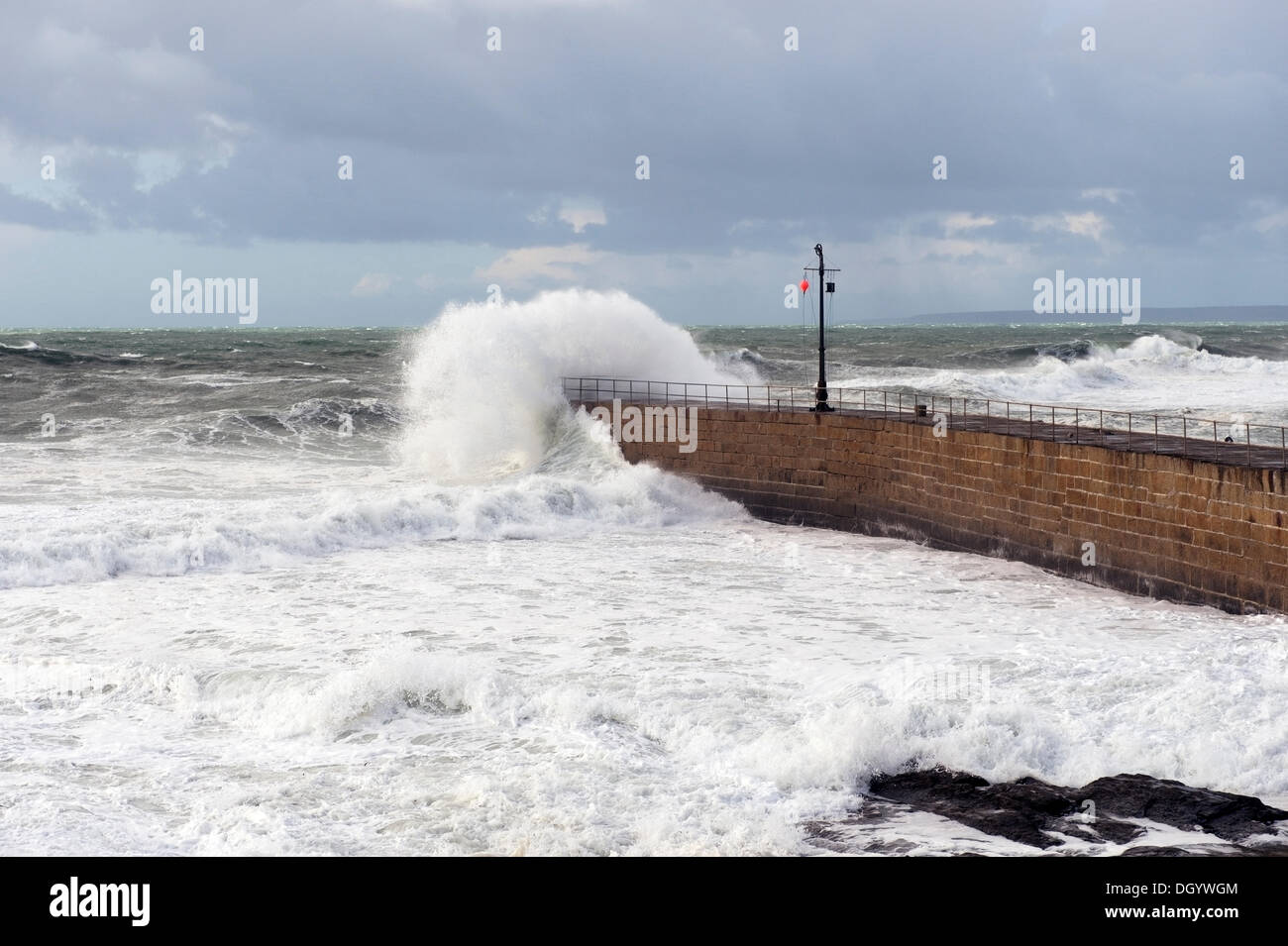 Harbour wall/pier at Porthleven. The storm, called St Jude, brought the