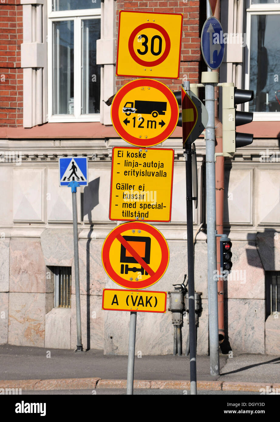 Road signs in Helsinki, Finland, Europe Stock Photo