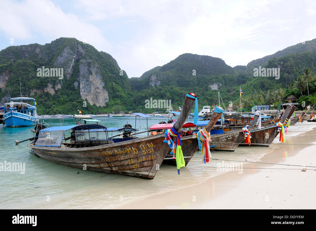 Wooden boats on Phi Phi Island, Krabi, Thailand, Asia Stock Photo