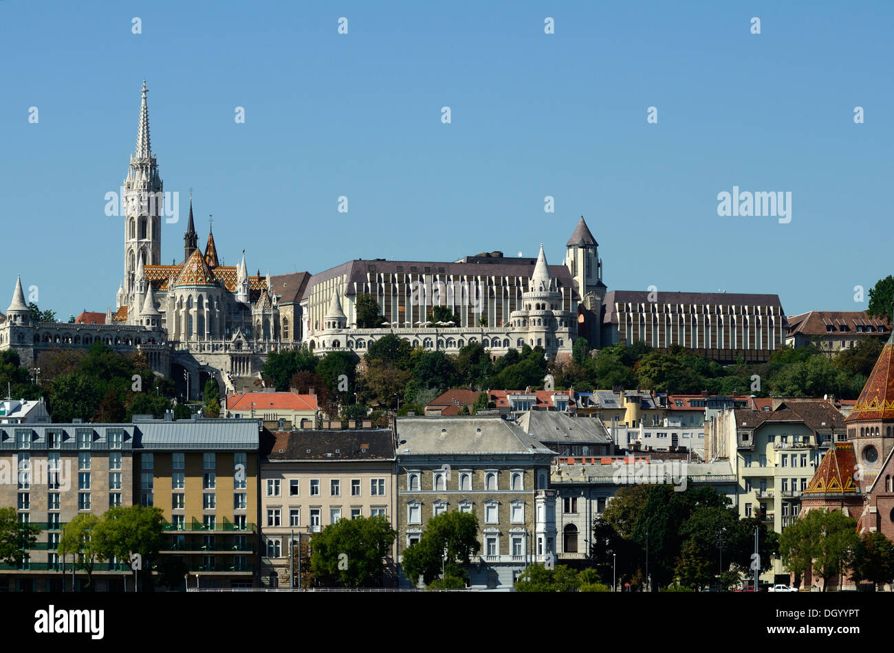 Budapest Hungary Buda district view from Pest side of river Danube