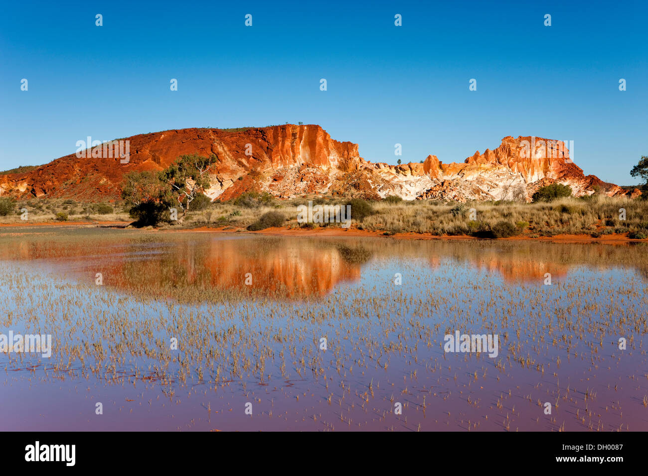 Rainbow Valley, reflection in a lake, Northern Territory, Australia Stock Photo