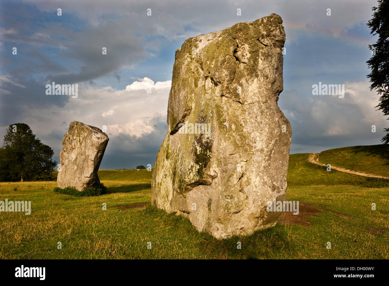 Ring of standing stones, stone circle, Avebury, Wiltshire, England, United Kingdom Stock Photo