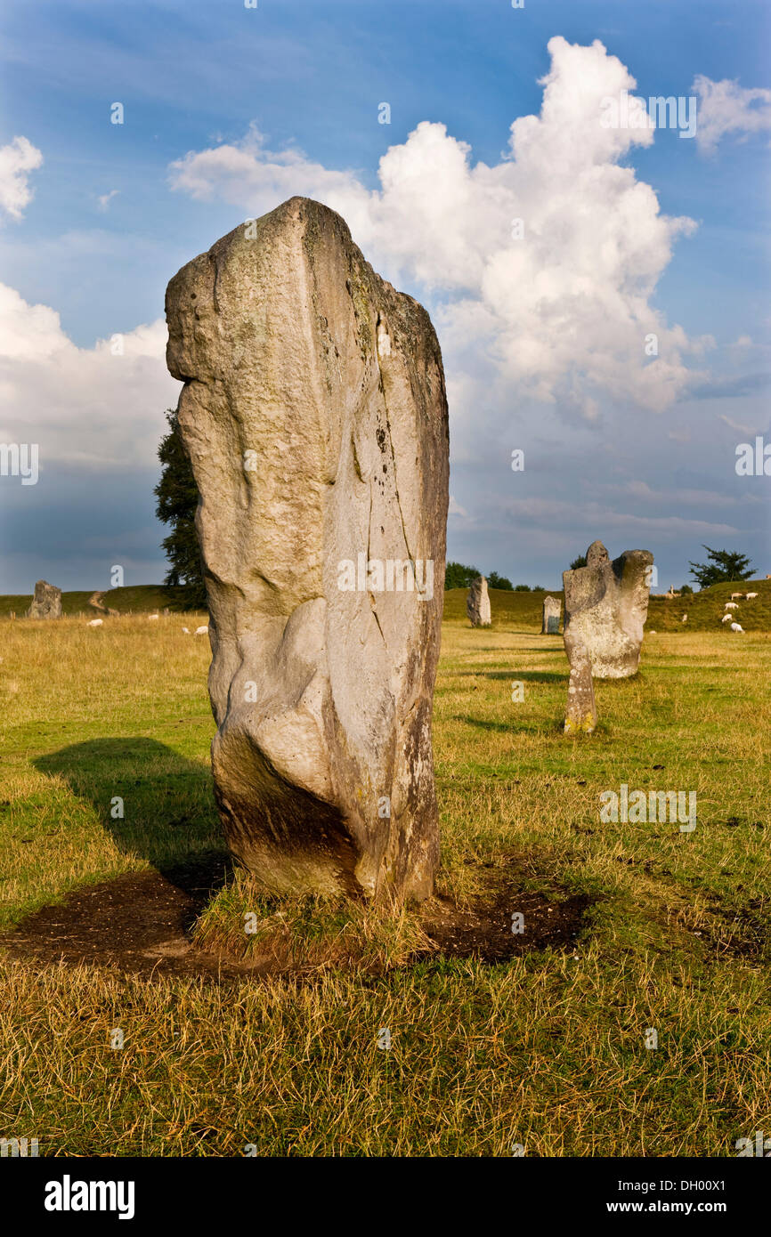 Ring of standing stones, stone circle, Avebury, Wiltshire, England, United Kingdom Stock Photo