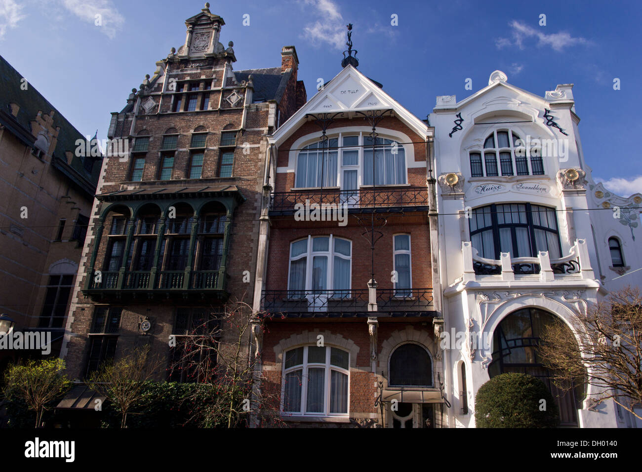 Art nouveau houses in south Antwerp, dating from the late 19th century, Antwerp, Belgium. Stock Photo