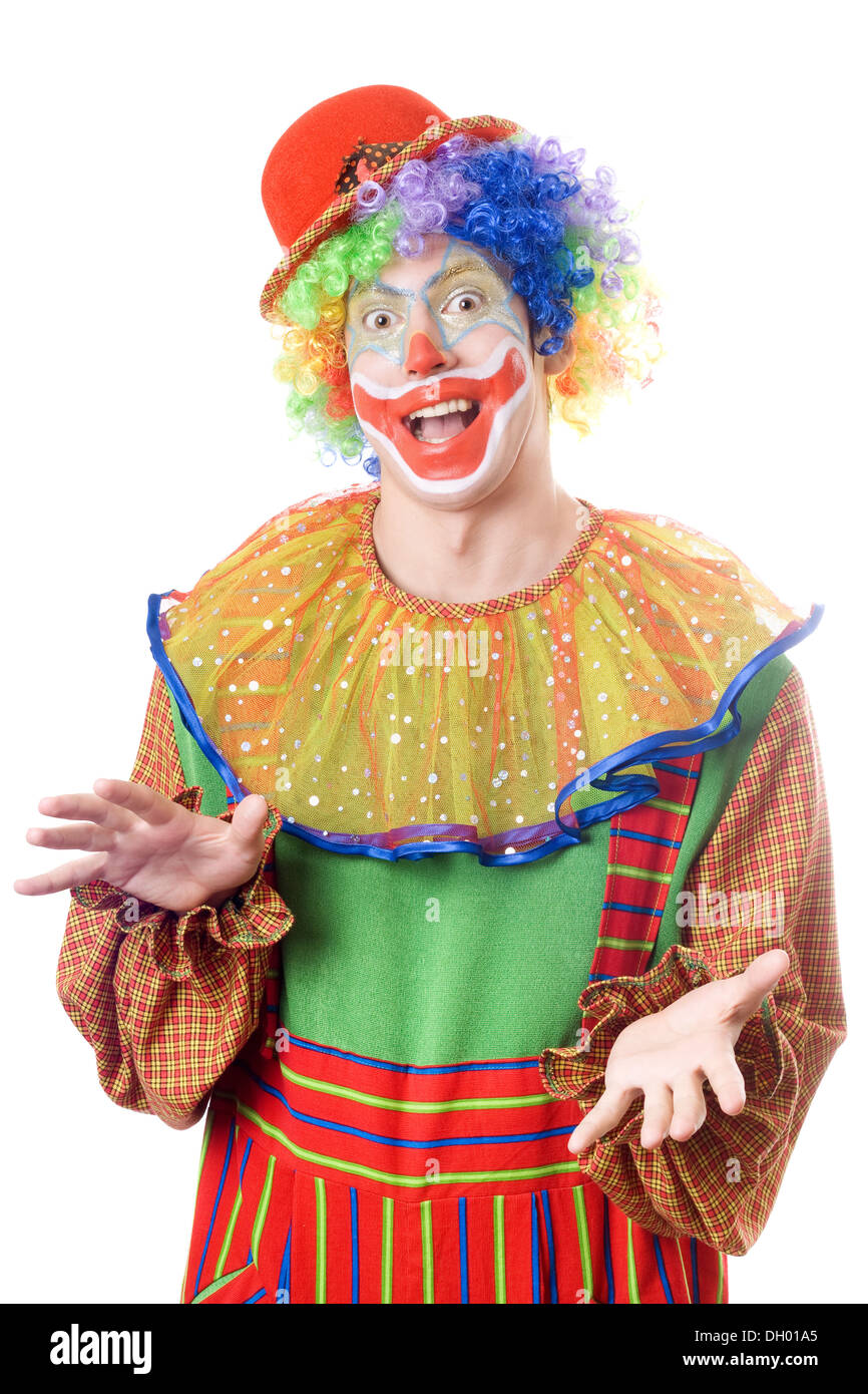 Portrait of a funny young clown. Isolated on white Stock Photo - Alamy