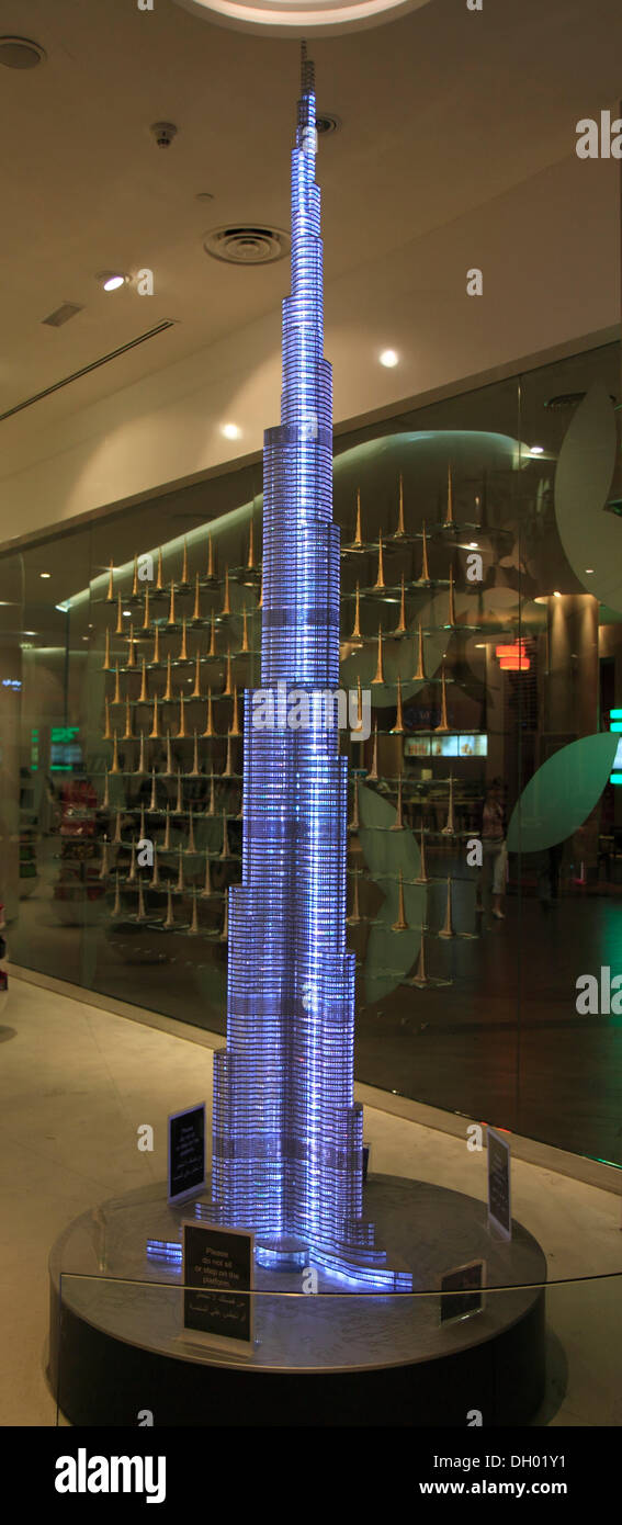 Model of the Burj Khalifa in the entrance hall, Dubai, United Arab Emirates Stock Photo