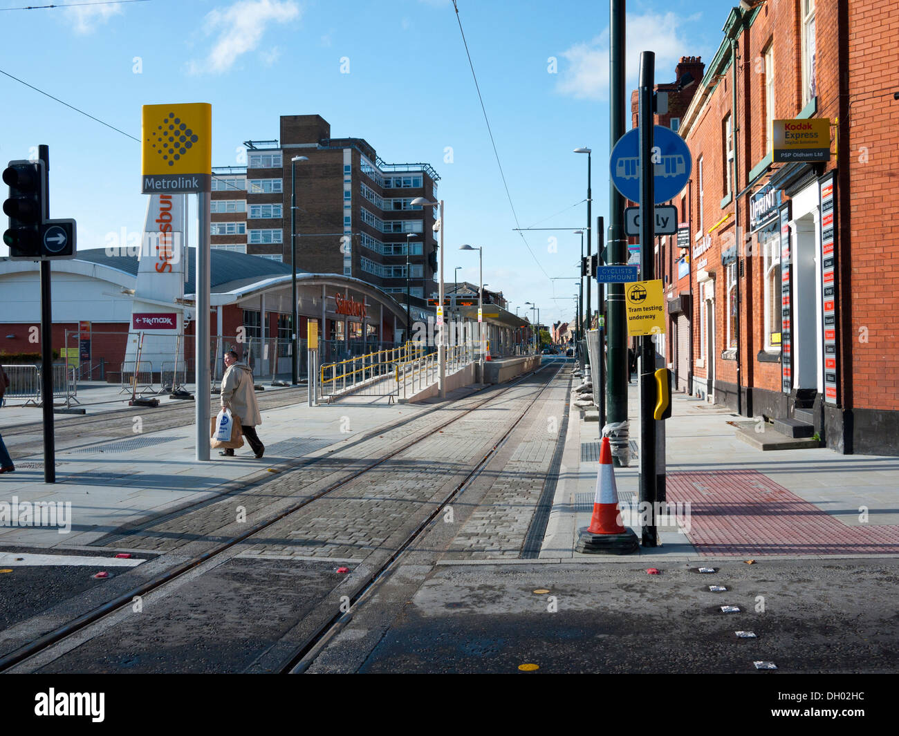 New Metrolink tram station on Union Street Oldham, Greater Manchester, UK. Stock Photo