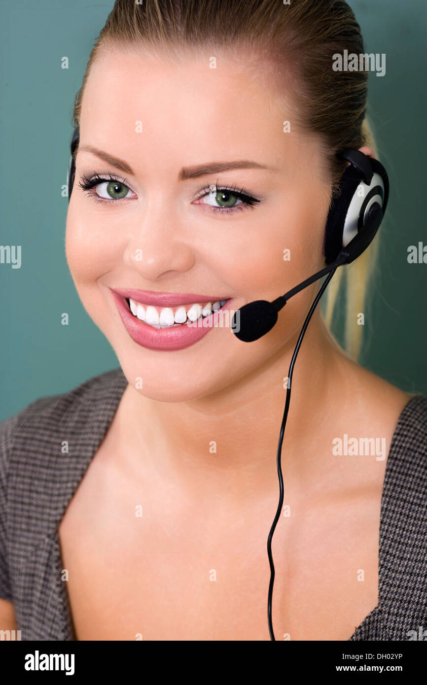 perfect support with female customer service representative Stock Photo