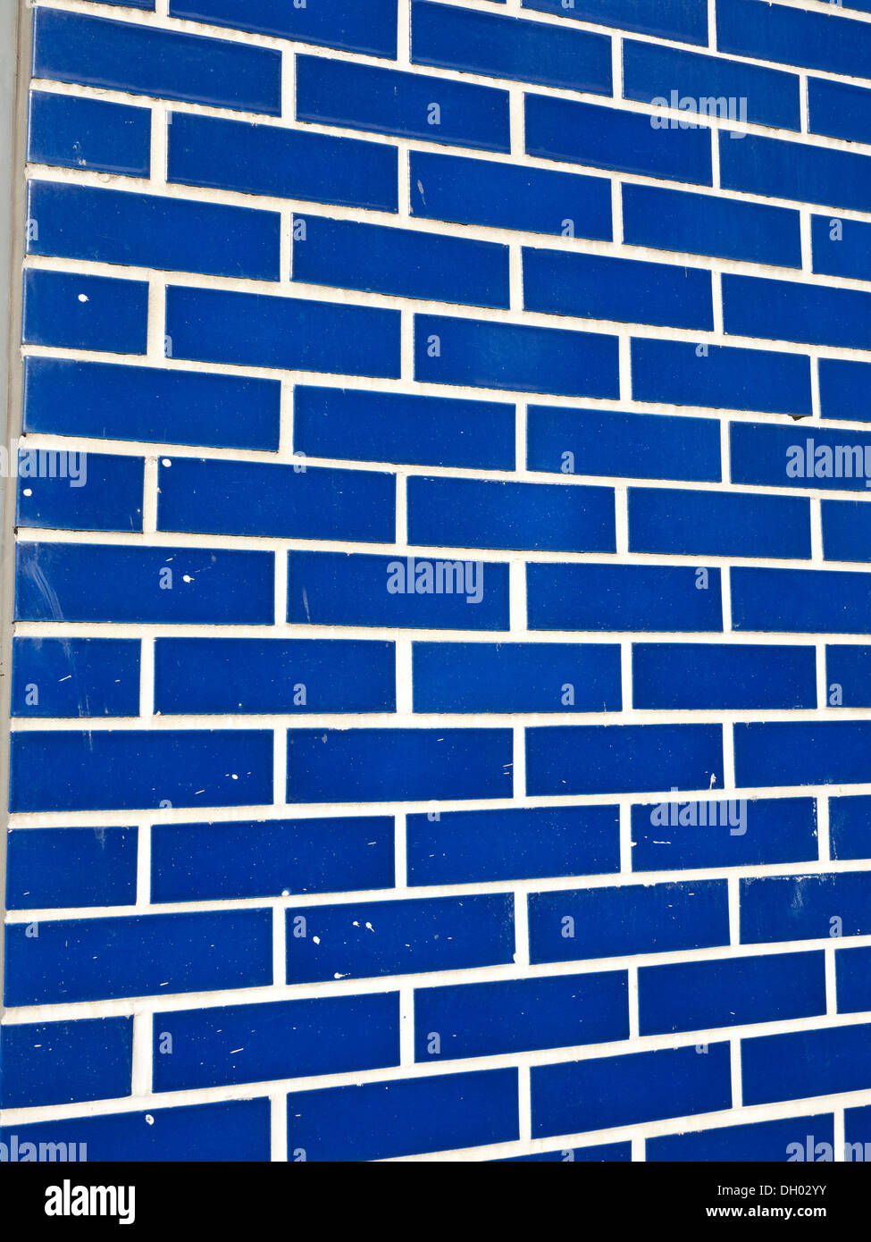 Blue tiled outside wall. Stock Photo