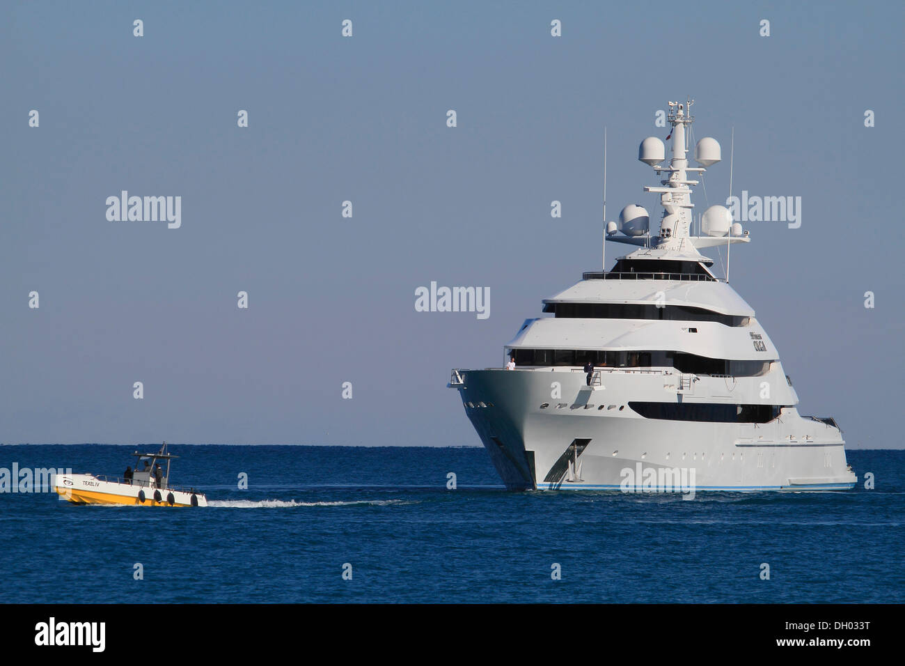 Motoryacht 'St. Princess Olga', Oceanco shipyard, length 85.5 metres, built in 2013, arriving in Antibes on its maiden voyage, Stock Photo