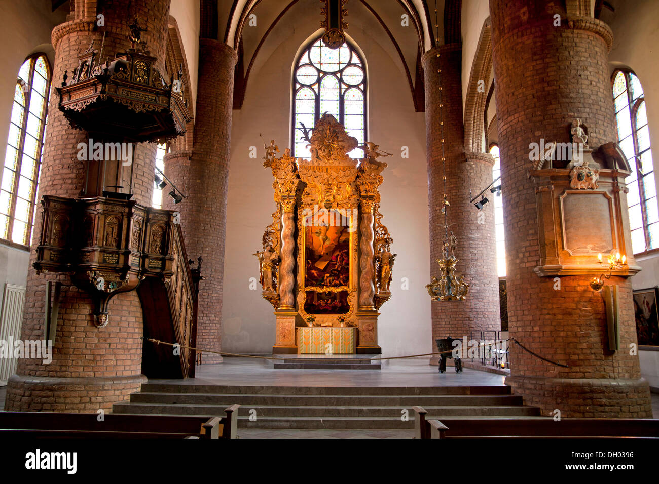 Altar of St. Nicholas Church in Flensburg, SchleswigHolstein Stock