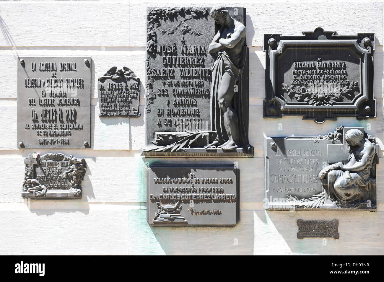 Signs on a grave, La Recoleta Cemetery in Buenos Aires, Argentina, South America Stock Photo
