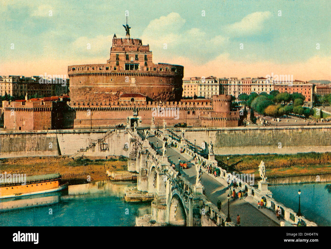 Historical photo from around 1930, Sant'Angelo bridge, Mausoleum of Hadrian, Castel Sant'Angelo, Rome, Latium, Italy, Europe Stock Photo