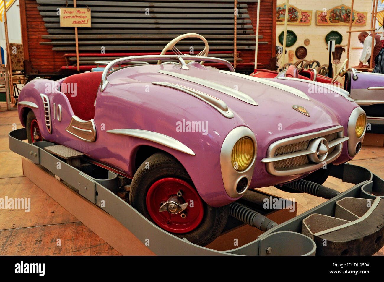 Car from a race track by H Feldl, Model BSW, Mercedes 300 SL, 1962, dodgem from an old Autodrom, historical Oktoberfest, Munich Stock Photo