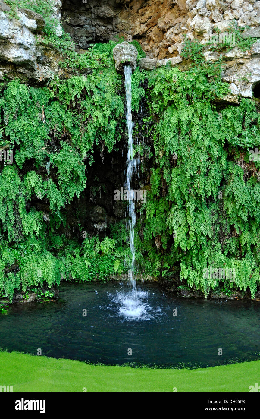 Gargoyle at the grotto of the water source, Fontana del Diluvio, flood fountain, garden of Villa Lante, Bagnaia, Lazio, Italy Stock Photo