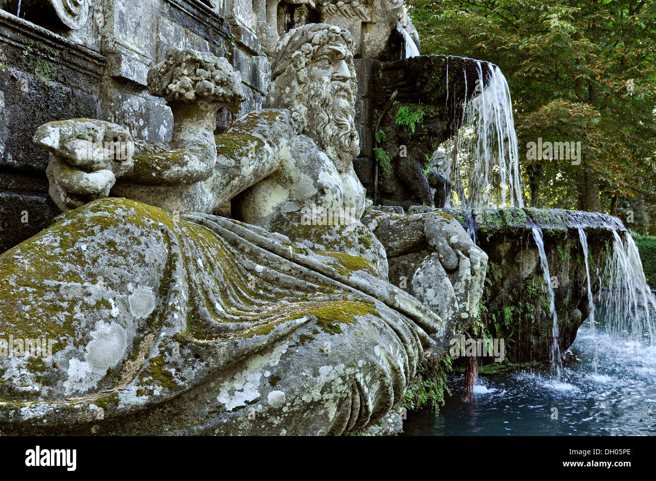 Fontana dei Giganti or Fountain of the Giants, river god of the Tiber River, gardens of Villa Lante, Bagnaia, Lazio, Italy Stock Photo