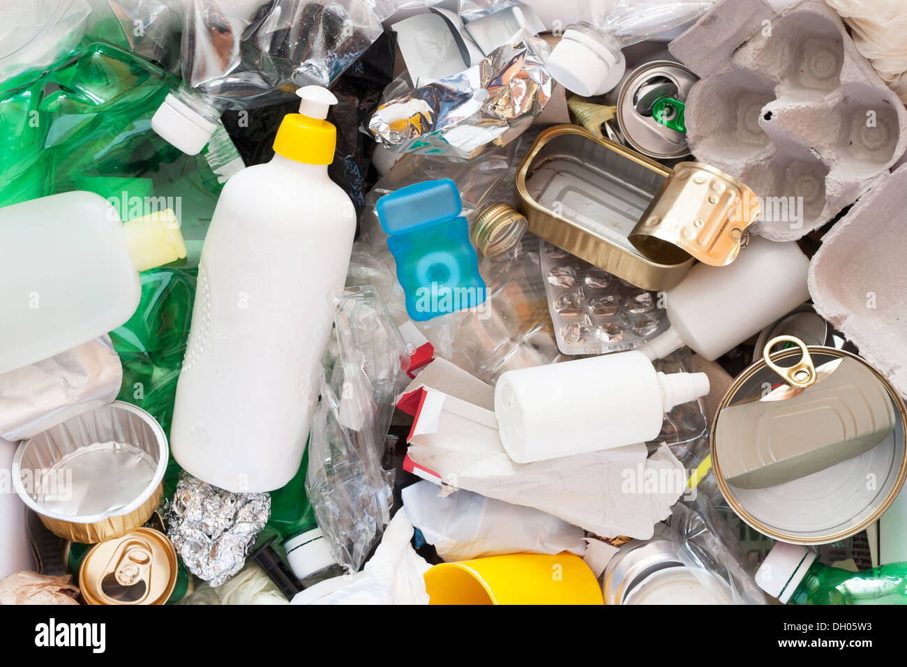 Recycling garbage and reusable waste management as metal, plastic, old