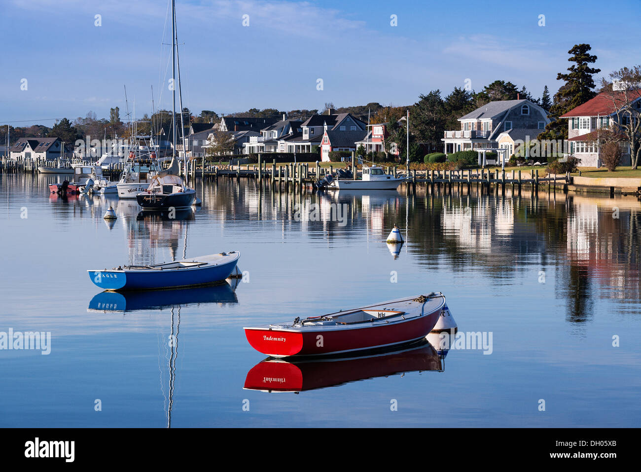 Boats in Oak Bluffs Harbor, Martha's Vineyard, Massachusetts, USA Stock