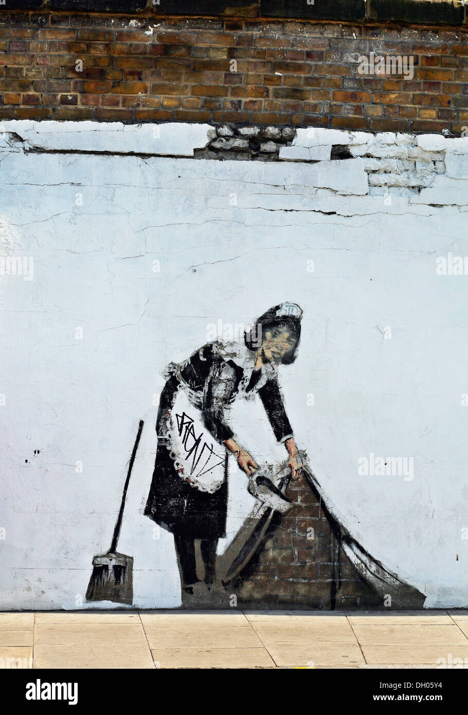 Banksy's maid in Chalk Farm This picture has been removed Stock Photo