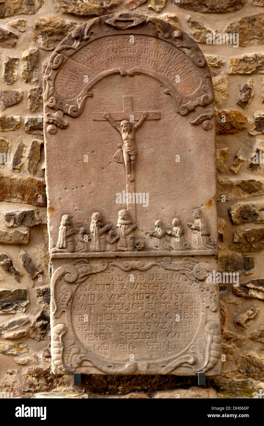 Medieval devotional panel at the Stations of the Cross of the Franciscan Monastery of Frauenberg, Fulda, Hesse, Germany Stock Photo