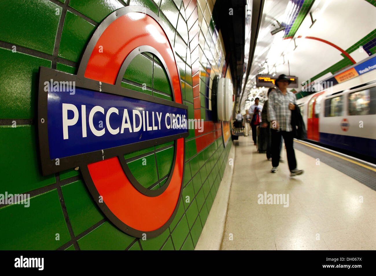 Piccadilly Circus underground station, logo, London, England, United